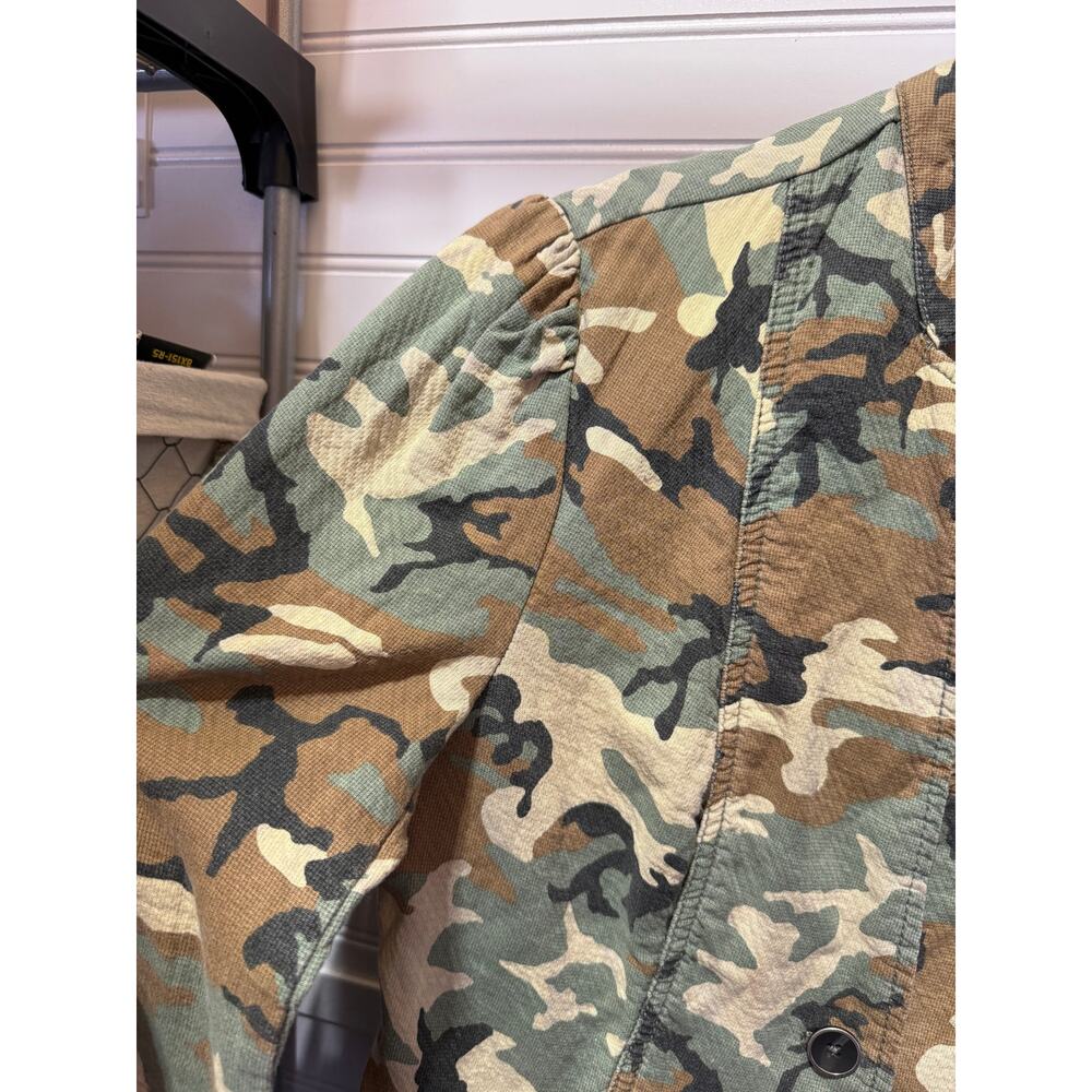 Free People Collarless Fitted Long Sleeve Camo Blazer/Jacket Size 6 - Picture 7 of 12